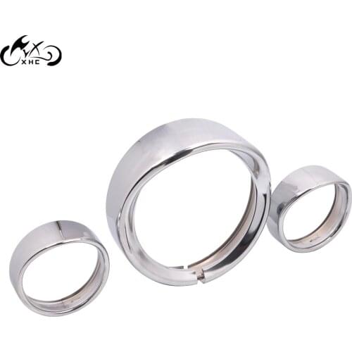 Motor Chrome 7" Headlight 4.5" Passing Fog Light Trim Ring Visor For Harley Dyna Fat Bob FXDF Touring FLHX FLHR Electra Glide