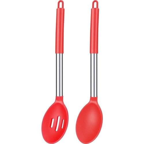 Pack of 2 Large Silicone Cooking Spoon,Non Stick Solid Basting Spoon,Heat-Resistant Kitchen Utensils for Mixing