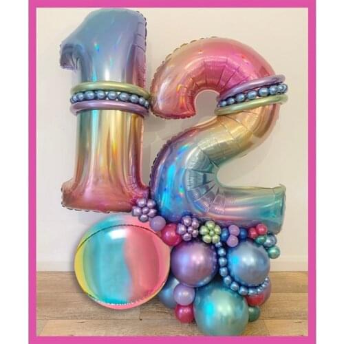 34pcs 18 20 30 40 50 60 Years old Birthday Party Balloon Set Gradient 32inch Number Balloons For Kids Birthday Party Suppliers