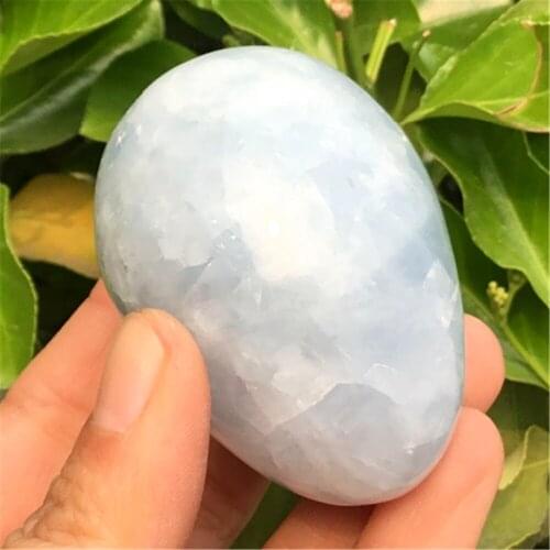 Natural Blue Celestite Crystal Egg Mineral Specimen For Decoration Or Palm Exercise Healing Chakra Gifts
