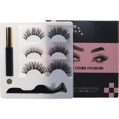 Natural False Eyelashes Magnet Silk Eyelashes Dramatic Volume False Eyelashes Three Pairs Of 3D Magnetic Eyeliner Liquid