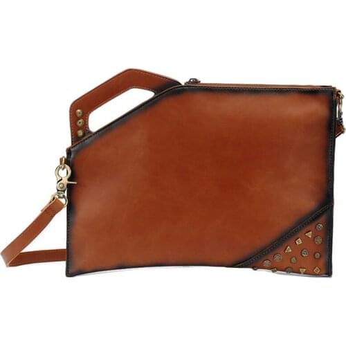 New Fashion Womens Thick Leather Handbags Luxury Women Rivet Large Clutch Bags Designer Ladies crossbody Bags For Shoulder Bag