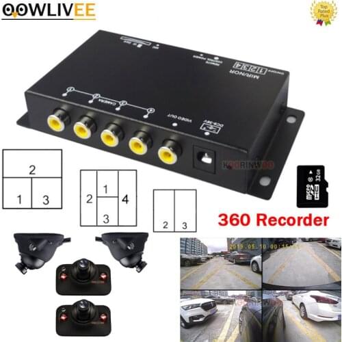 OOWLIVEE Multifunctional Switch Car DVR 4-Way 360 Video Splitter support car front side Rear view cameras Trunk RCA Channel box