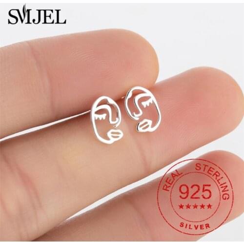 New Personality Gothic Hollow Face Earrings Mask Eye Lips Irregular Stud Earrings for Women Gifts Wedding Party Jewelry S925
