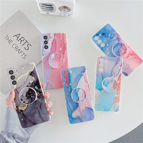 Gilt Watercolor Marble Cases for Samsung Galaxy S10 S20 S21 S30 Note 20 A50 A70 A51 A71 A02 A12 A32 A42 A52 A72 5G Cover Coques