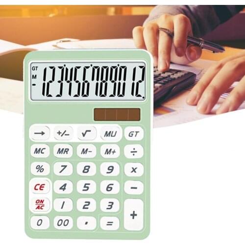 Professional Large-Screen Display Financial Accounting Calculator 12 Digits ABS Portable Solar Office Computer Calculator