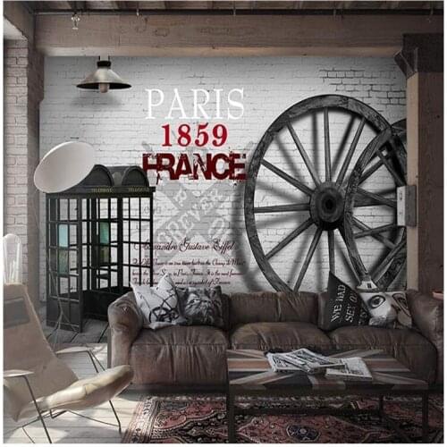 Drop Shipping Photo Wallpaper 3D Stereo Personality White Brick Wall Mural Retro Bar Clothing Store Creative Wallpaper