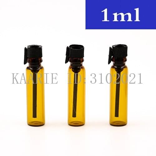 50/100/300/500pcs Empty 1ml/2ml Mini Brown Glass Vials Small Sample Test Tube Perfume Bottle Refillable Jar Travel Bottle