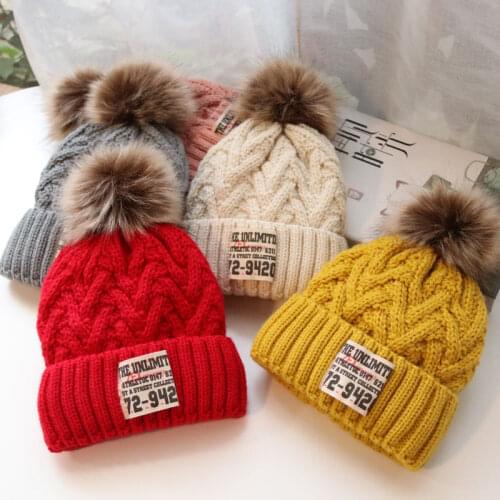 Childrens hat Autumn winter boys and children knitted hat lovely lady with warm velvet Korean version of the trend woollen hat