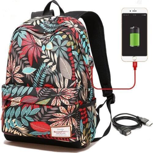 Teenage Girls School Rucksack College Bookbag Lady Travel Backpack with USB Charging Port 14Inch Laptop Bag Student School Bag