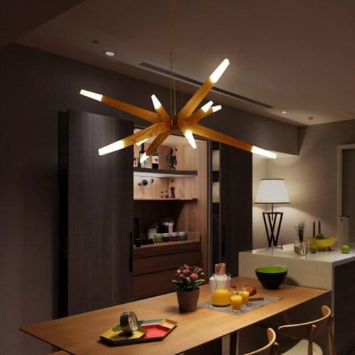 Nordic Minimalist Living Room Wooden Chandelier Creative Heterotypic Study Bar Led Hanging Light Fixtures Free Shipping