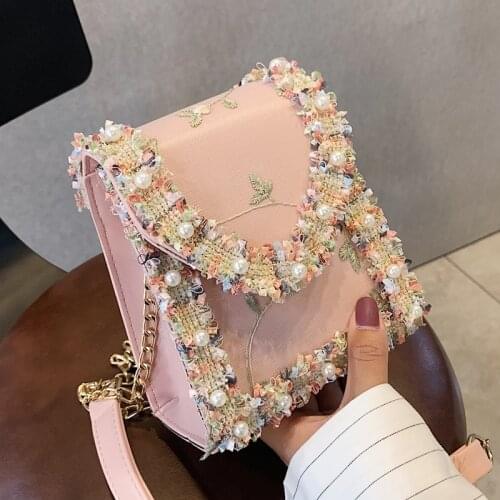 Female Shoulder Bags Flower Lace Soft PU Leather Girl Cute Small Square Bag Elegant Crossbody Bags for Women Fashion Accessories