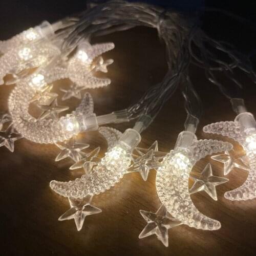 Warm/Colorful Lights 20LED 3M String Ramadan Home Moon Stars Lights Garland Eid Mubarak Supplies Ramadan Kareem Decoration Gift
