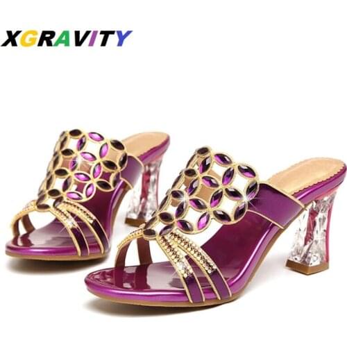 D042 Size 34-41 High Heel Pumps Sexy High Heeled Women Dress Shoes Summer Shoes Rhinestone Ladies Evening Shoes Female Slides