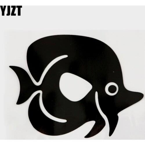 YJZT 13.5CM×10.6CM Personality Tropical Rain Forest Fish Vinyl Car Sticker Black/Silver Decal 18A-0303