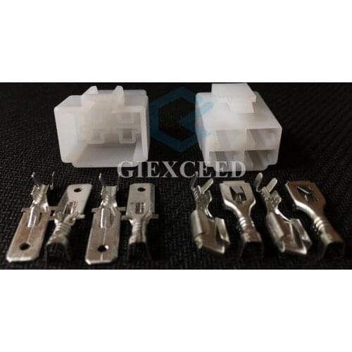 2 Sets 4 Pin 6.3 Series PA66 Female And Male Electric Socket Connector For Cars Motor