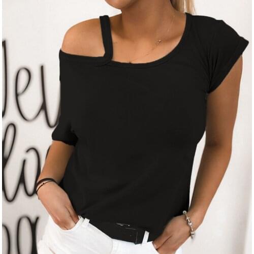 2021 Sexy Solid Black Tshirt Women Tops Summer Korean Vintage Tees Plus Size Short Sleeve Round Neck Tshirts Рубашки #T3P