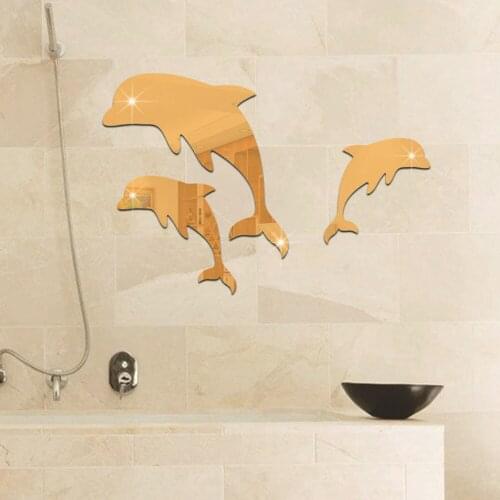 3D Mirror Wall Dolphin Sticker DIY Aesthetic Room Decor Acrylic Mirror Sticker Room Bedroom Kids Best Decorative Stickers Gift