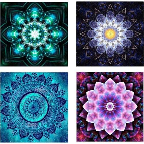 4 PCS Datura Flower DIY Diamond Painting Mandala Embroidered Cross Stitch Full Round Drill Resin Art Gift Home Decor