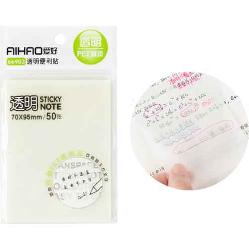 50 Sheets/Pack Creative Transparent Memo Pad Waterproof PET Sticky Note Daily To Do List Paper Stationery School Office Supplies