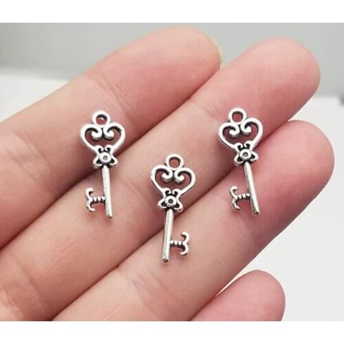50pcs/lot--21x8mm, Antique silver plated key Charms ,DIY supplies, Jewelry accessories