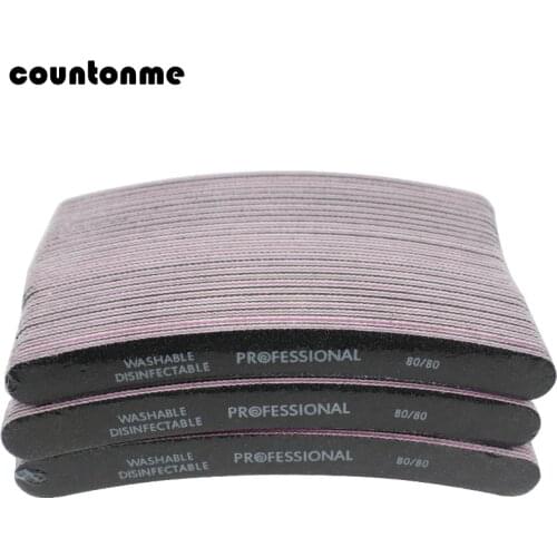 50pcs/lot Curved Nail Files 80/80 Black Curved Banana Buffer Nail Art Manicure pedicure Polishing Buffer Tools lime a ongle