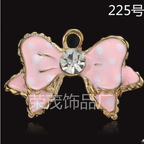 50pcs/lot Oil Drop Alloy Mixed Color Oil Drop Dot Bow Charms For Bracelet Necklace DIY Jewelry Making