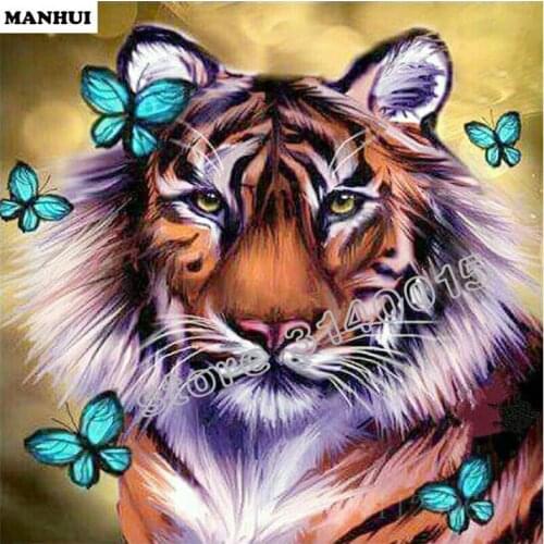 Diy Diamond painting Tiger butterfly 3D square drill Diamond mosaic pasted full cross stitch Crafts Needlework ABC295