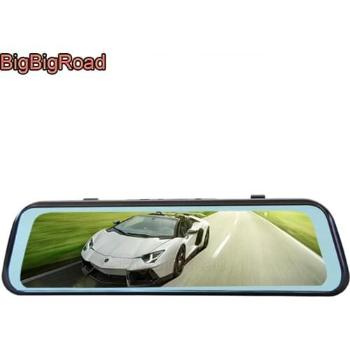 BigBigRoad Car DVR Dash Camera IPS Screen Stream RearView Mirror For Volkswagen Multivan Caravelle T5 Moia Touareg Variant EOS
