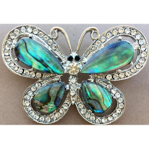 Free Shipping Women Fashion Jewelry New Zealand Abalone Shell Butterfly Bead Brooch 1Pcs C9402