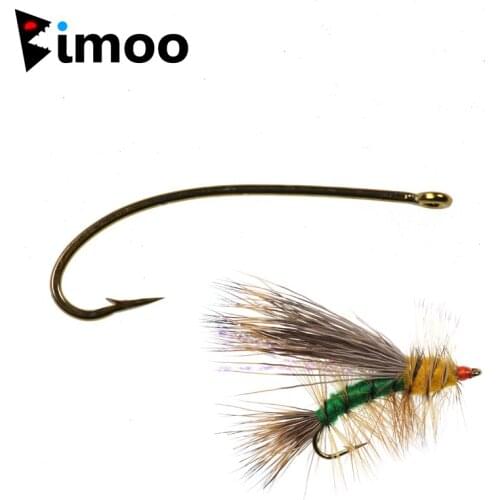 Bimoo 50PCS 3XL Long Shank Curved Nymph Hook Stimulator Bronzed Fly Hook for Stimulator Flies Stonefly Size 8 10 12 14 16