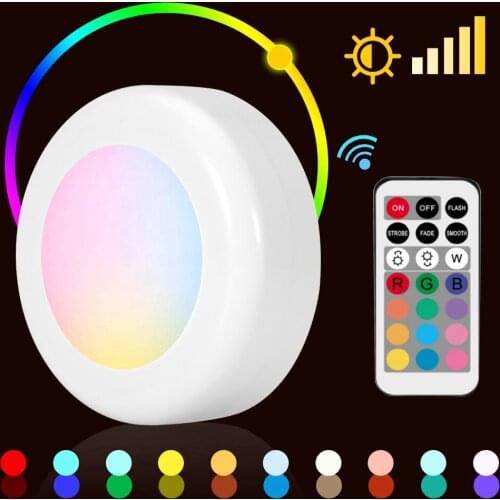 Wireless LED Puck Light RGB 12 Colors Wall Light Dimmable Night Hall Lamp Home Indoor Wall LED Night Light