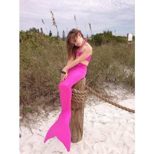 Discount Baby Kids Mermaid Bikini Swimsuit Fancy Mermaid Tail Halloween Cosplay Costume For Grils Swimming Ariel Mermaid Tails