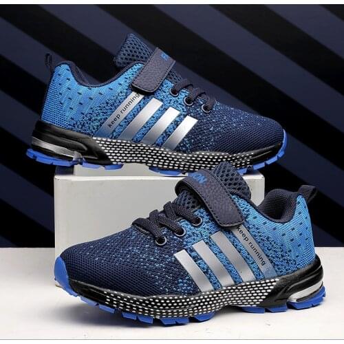 Breathable Mesh Kids Running Shoes Boys Fashion Lightweight Sport Sneakers Children Walking Tenis School Shoes for Girl Blue New