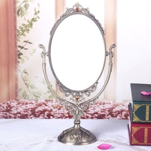European Vintage Makeup Mirror Desktop Double 360 Rotate degrees Rotating Home Decor Frame Decor Table Vanity Mirrors