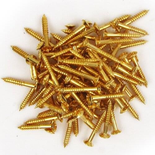 FLEOR 20PCS Guitar Pickup Frame Mounting Screws Golden 2.5x18mm for Guitar Bass