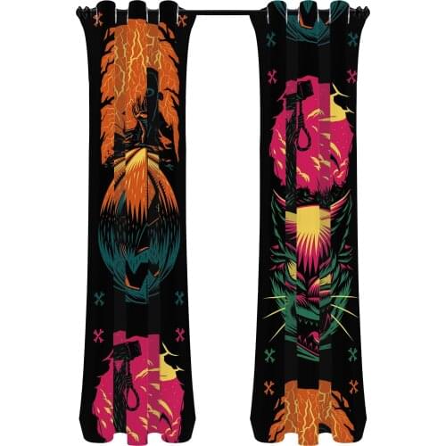 Halloween Themed Pumpkin Late Sleeper Witch Ouija Board Transparent Curtains Living Room Window Chiffon Chiffon Short Bedroom Cu