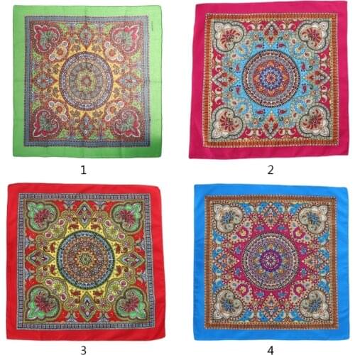 Ethnic Style Women Men Punk Hip Hop Bandana Bright Colorful Paisley Floral Print Square Scarf Cycling Dancing Headwrap Steetwear