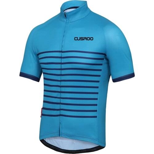CUSROO-Classic Bretton Short Sleeve Jersey Short Sleeve Jerseys Blue Navy MTB Bike Maillot Rock Racing Bike Clothing Ropa Cyclin