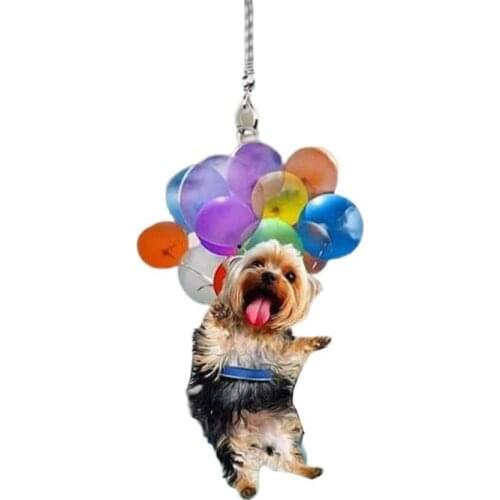 Brown Cartoon Pattern Cute Dog Car Hanging Ornament with Colorful Balloon for Auto Home Decoration Accessories