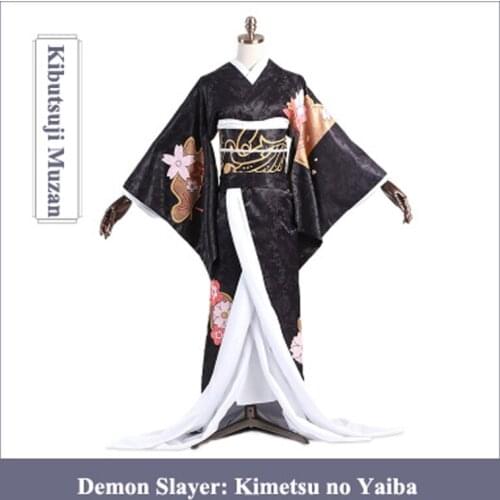 Demon Slayer: Kimetsu no Yaiba Kibutsuji Muzan Female Kimono Cosplay Costume Dress Stock