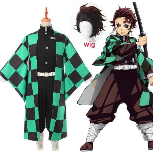Anime Costume Demon Slayer Cosplay Tanjirou Kamado Cosplay Costume Kimetsu no Yaiba Men Kimono Costume