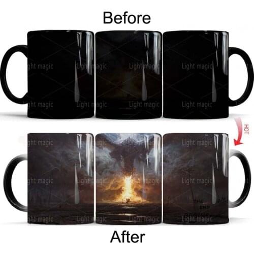 The End Begins Dragon Mug 350mL Color Changing Magic Ceramic Hot Coffee Mugs Heat Sensitive Coffee Milk Mug Cup