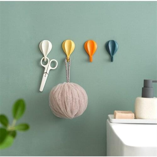 8pcs/set Hot Air Balloon Wall Hooks Self Adhesive Punch-free Clothes Towel Mask Hanger Home Bathroom Kitchen Sundries Organizer