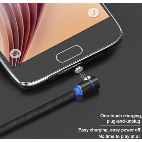 360 Degree Elbow Magnetic Data Cable Type C Micro USB Nylon Circular 3A Magnet Fast Charging Line For IPhone For Samsung