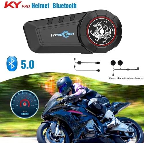 FreedConn Motorcycle Intercom Helmet Bluetooth Headset 6 Riders Group Talking Bluetooth 5.0 Music sharing FM Radio Interphone