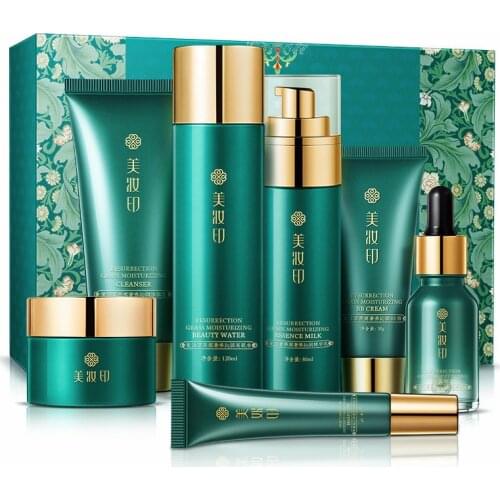 Facial Skin Care Set Cleanser Toner Essence Cream Lotion Eye Cream Moisturizing Whiten Brighten Hydrolyzed Pearl Skincare 7PCS Q