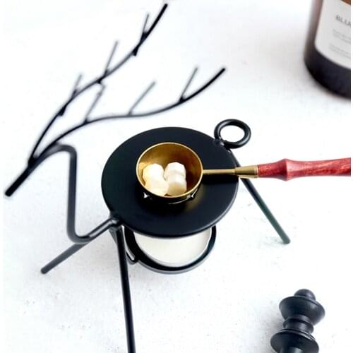 Wax Seal Kit Candle Furnace Melting Wood and Metal Spoon for Wax Sealing Stamp Minimalist Stove DIY Crafts Tool