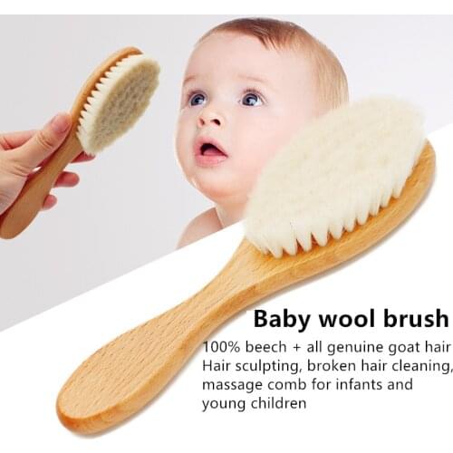 New Baby Care Pure Natural Wool Baby Wooden Brush Comb Brush Baby Hairbrush Newborn Hair Brush Infant Comb Head Massager