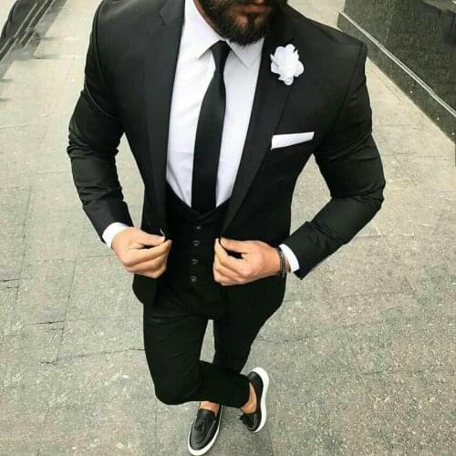 Latest Designs Dark Men Classic Wedding Suits Man Blazer Slim Fit Terno Masculino Costume Homme Groom Tuxedos 3Piece Prom Party